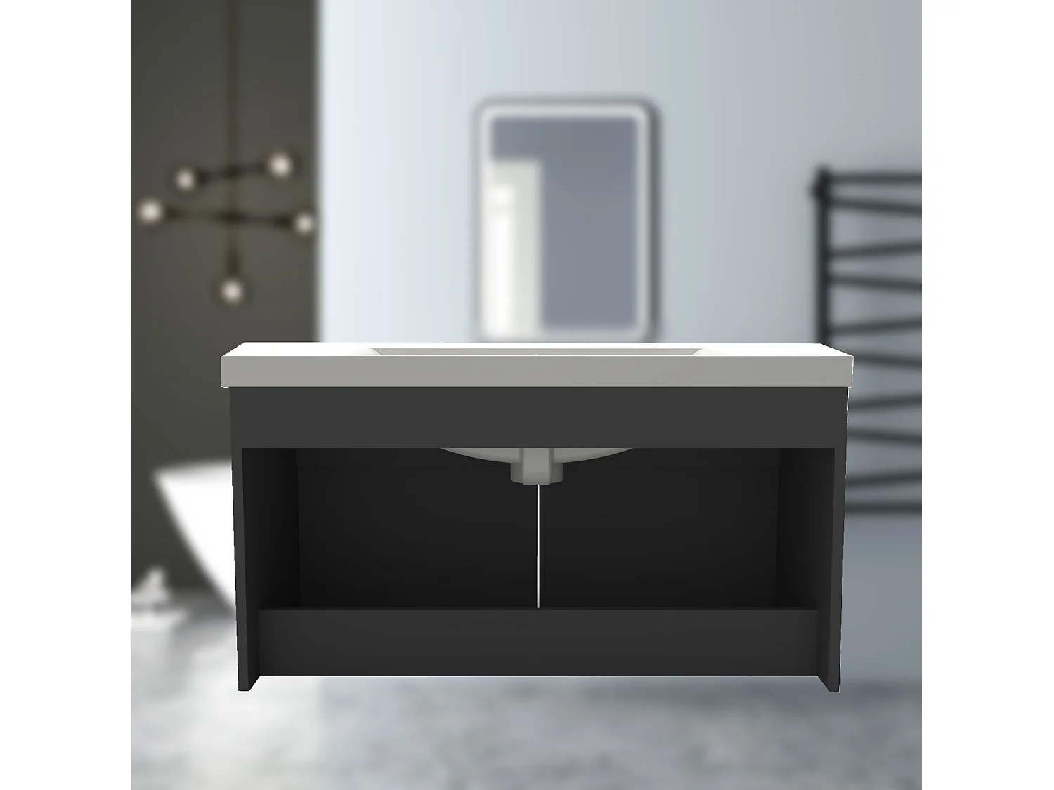 AICA Badezimmerschränke 60cm Dickes Keramik Waschtisch mit Unterschrank - Dunkelgrau Matt Hängeschrank - MARO