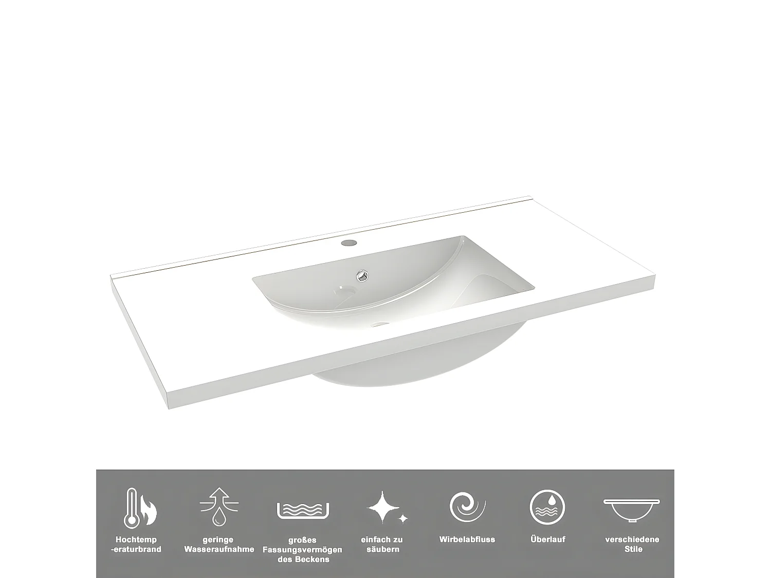 AICA Badezimmerschränke 100cm Keramik Waschtisch mit Unterschrank - Eiche Matt Hängeschrank - MARO