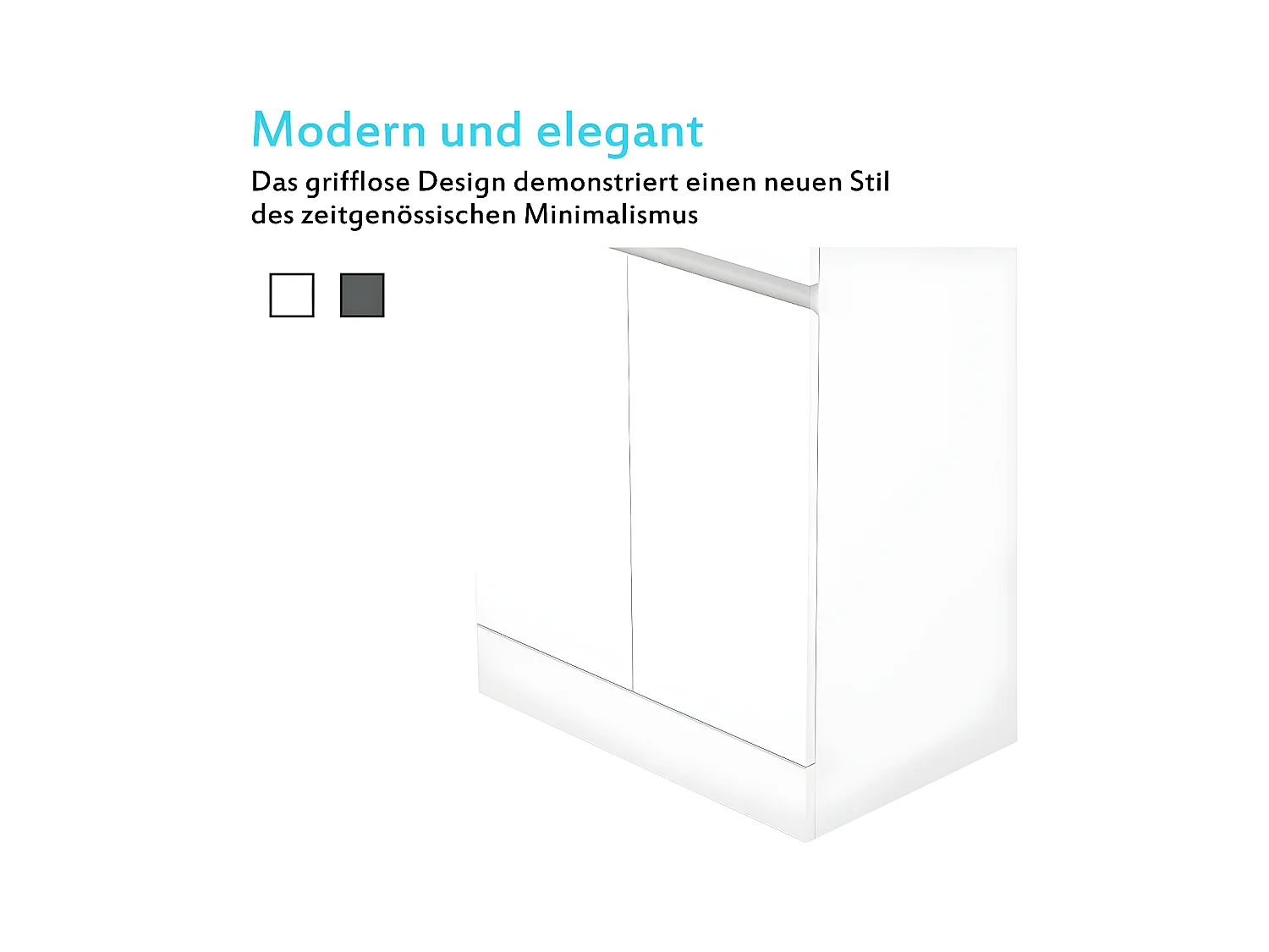 AICA Badezimmermöbel 50 cm Mineralguss waschbecken mit unterschrank -Weiß Matt Standschrank - KANY
