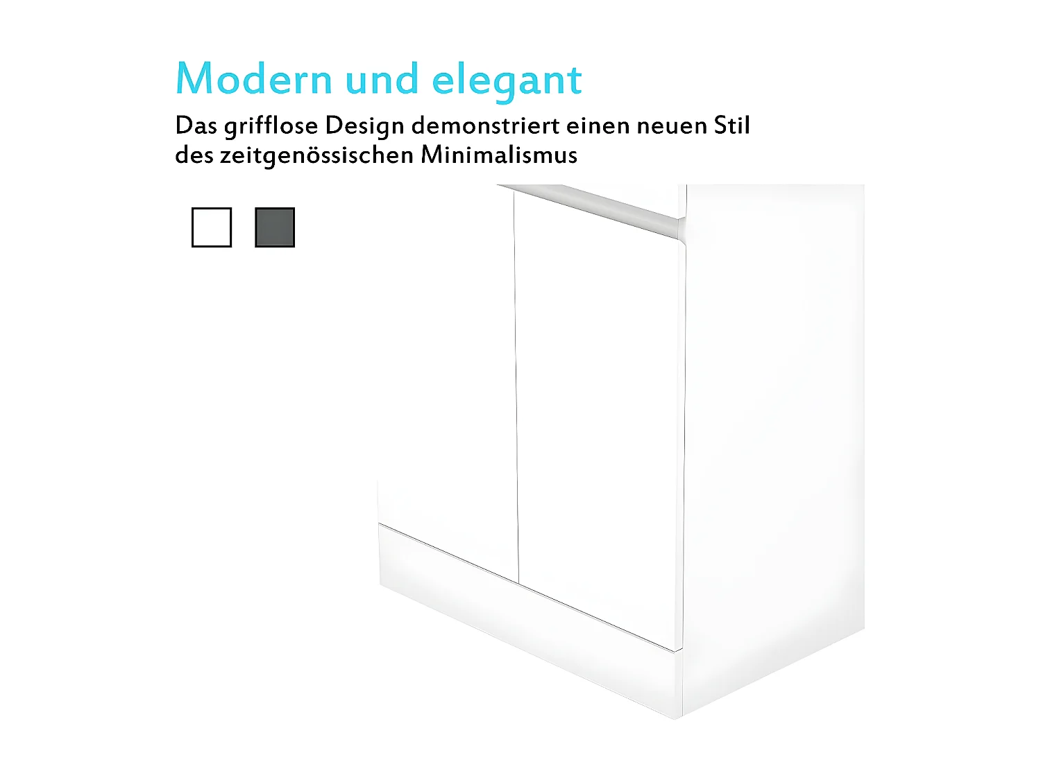 AICA Badezimmermöbel 60 cm Mineralguss waschbecken mit unterschrank -Weiß Matt Standschrank - KANY