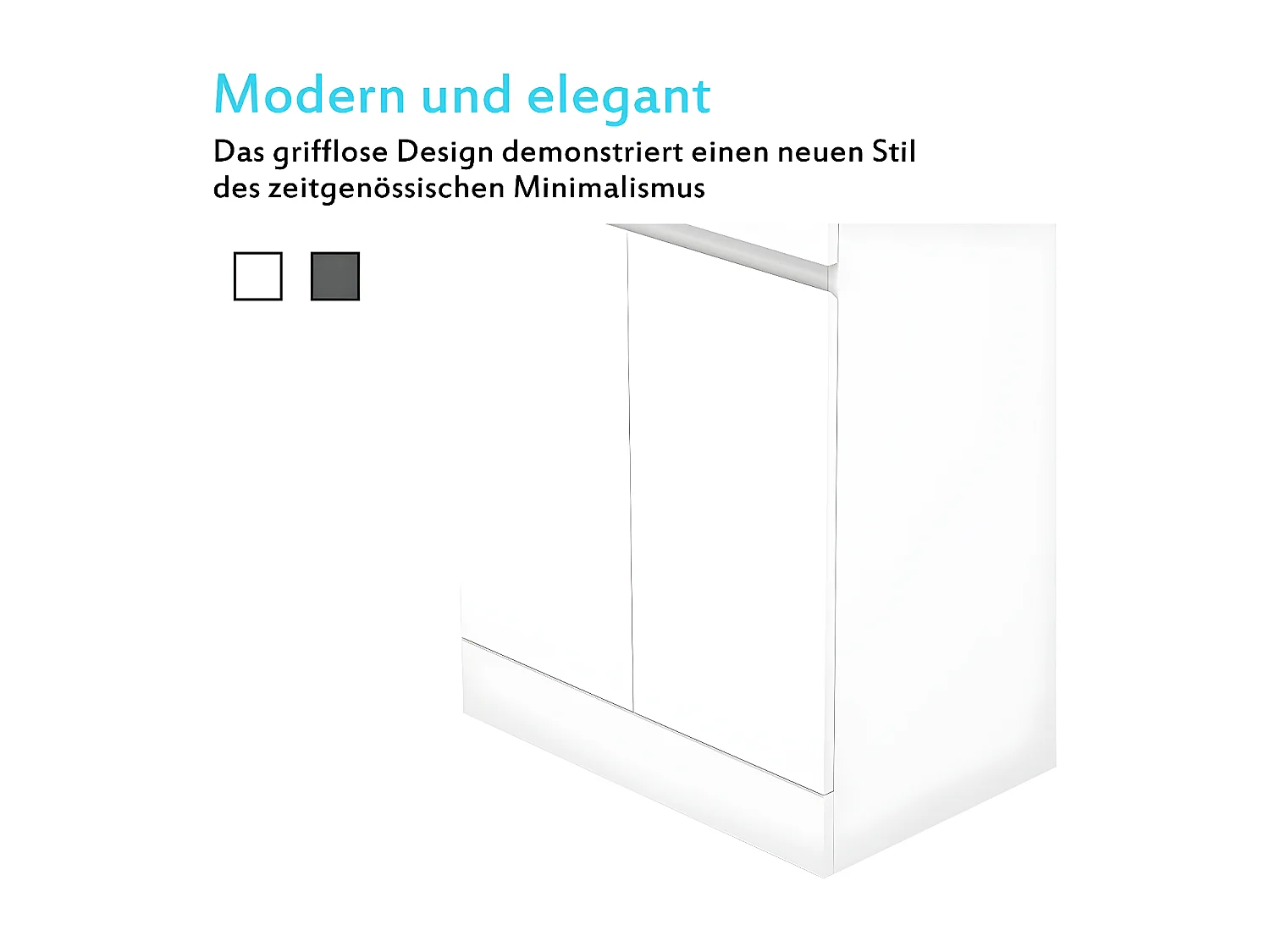 AICA Badezimmermöbel 60 cm Keramik waschbecken mit unterschrank -Weiß Matt Standschrank - KANY