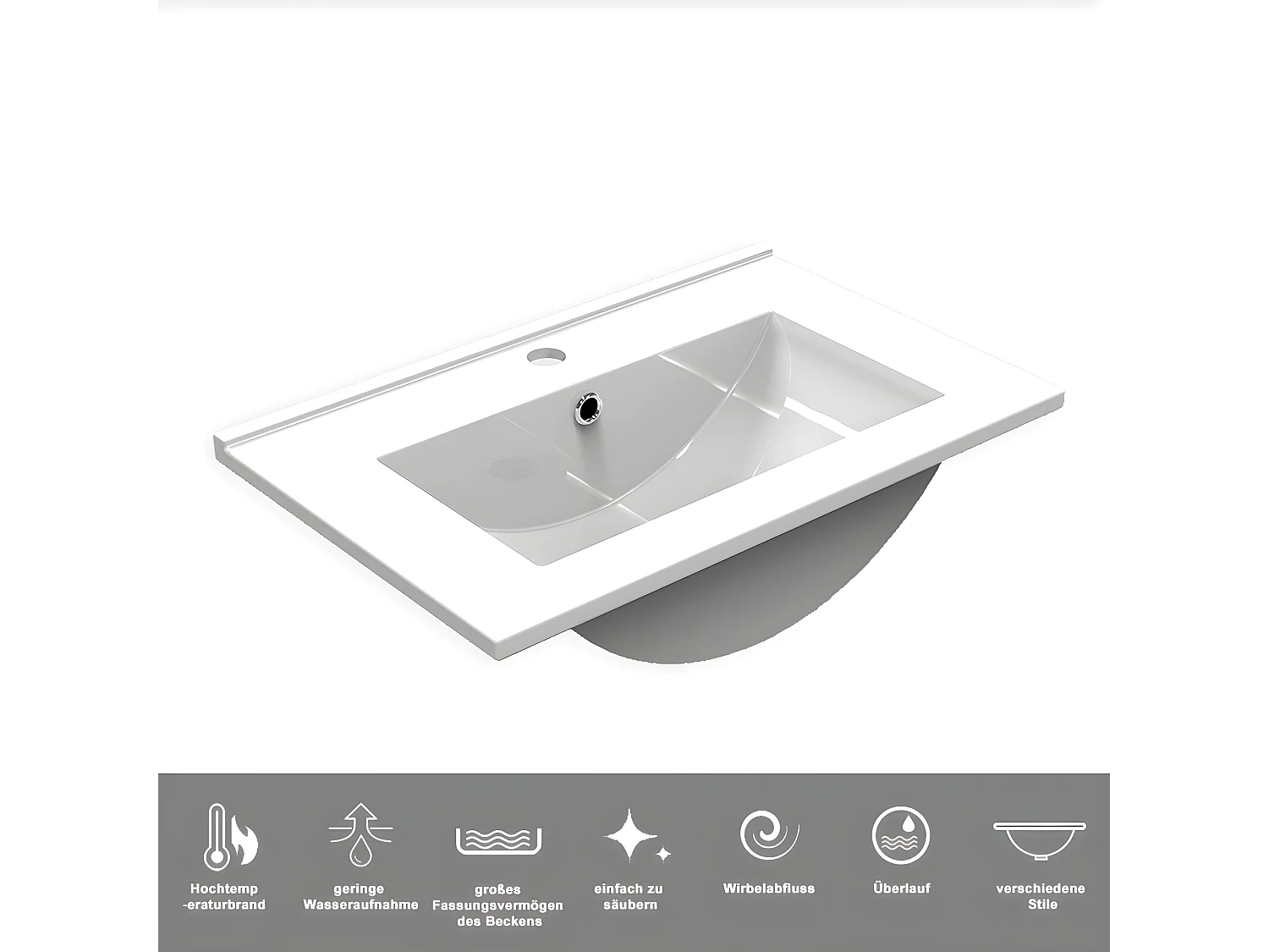 AICA Badezimmerschränke 60cm Dünn Keramik Waschtisch mit Unterschrank - Hochglanz Weiß Hängeschrank - MARO