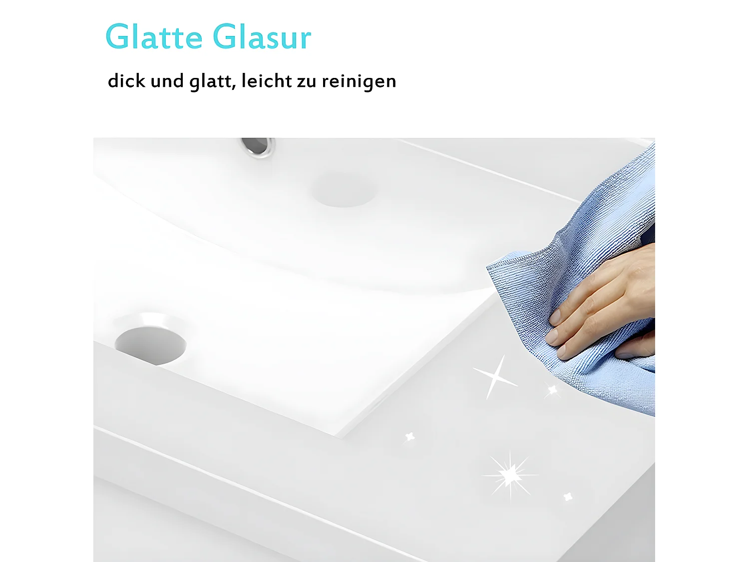 AICA Waschbeckenunterschrank hängend 60cm Dickes Keramik Waschtisch mit Unterschrank - Hochglanz Schwarz - CINIC