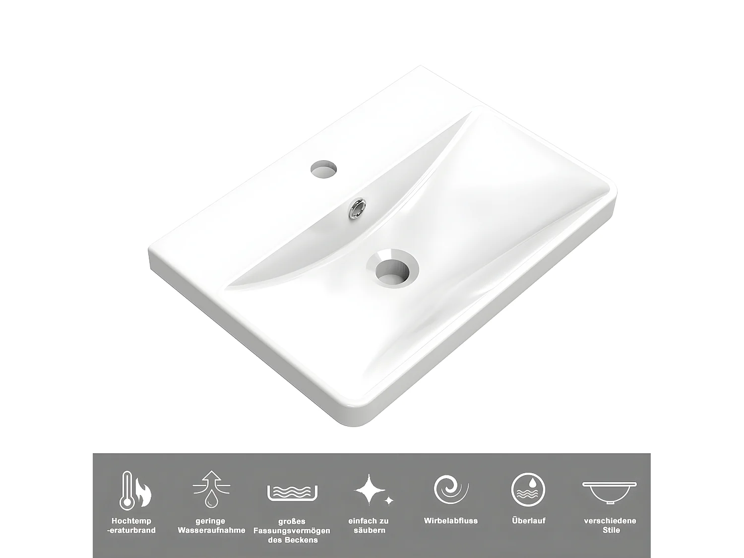 AICA Badezimmerschrank hängend 50cm Mineralguss waschbecken mit Unterschrank - Eiche & Weiß - SEMAL