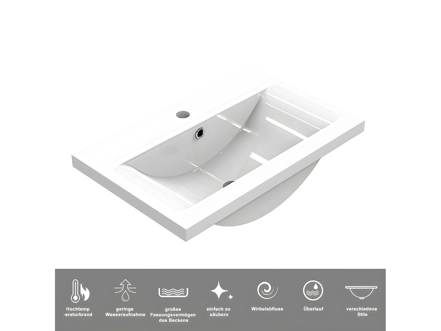 AICA Waschbeckenunterschrank hängend 50cm Keramik Waschtisch mit Unterschrank - Eiche Matt - CINIC