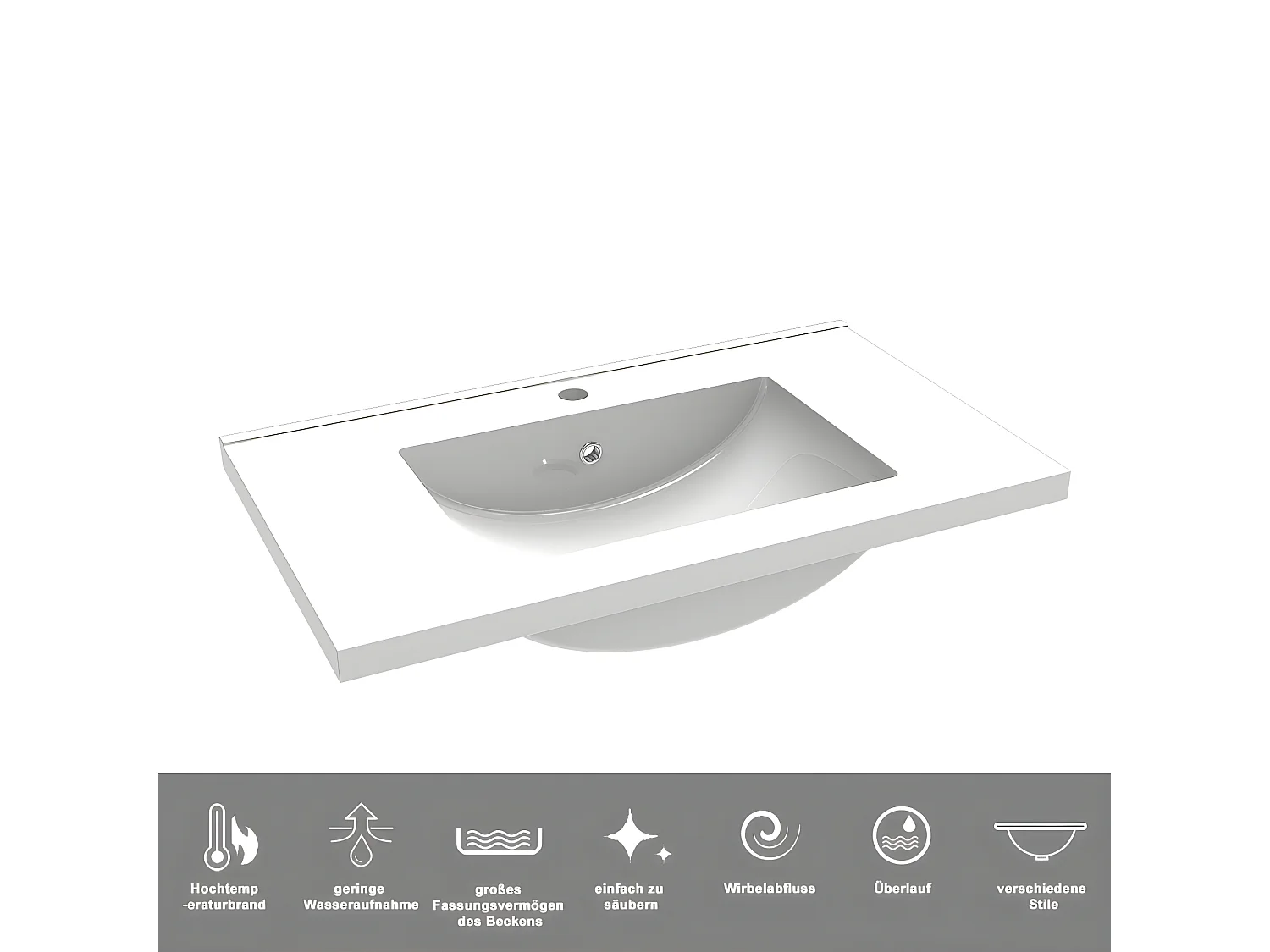 AICA Badezimmerschränke 80cm Keramik Waschtisch mit Unterschrank - Dunkelgrau Matt Hängeschrank - MARO