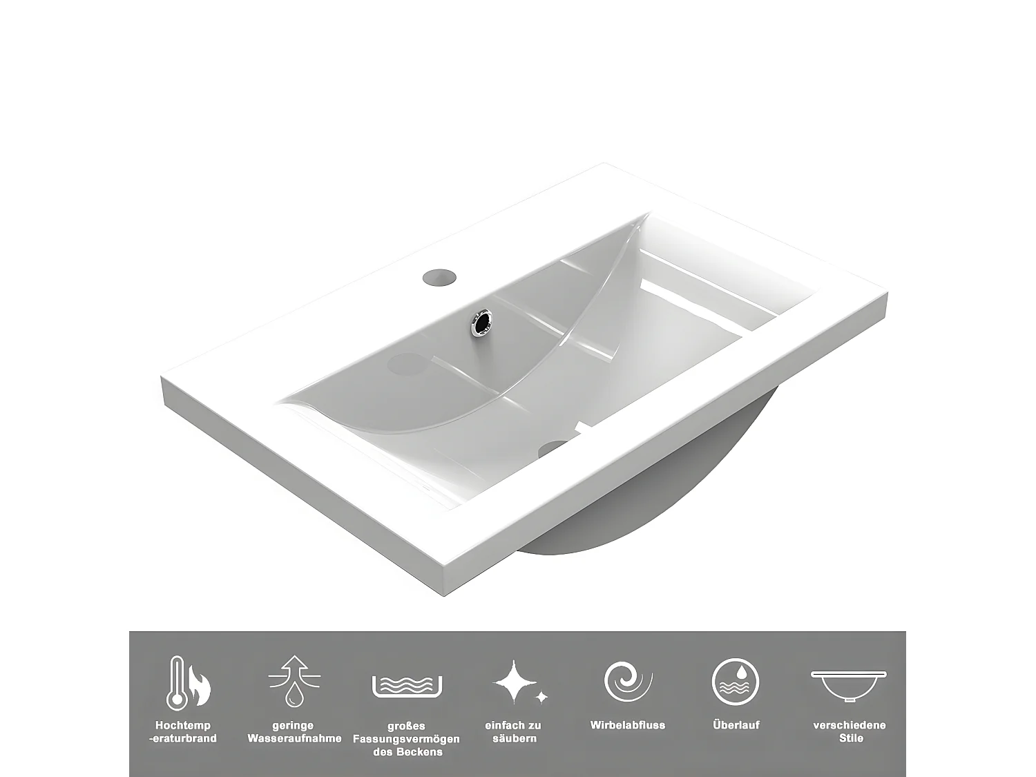 AICA Badezimmerschränke 60cm Dickes Keramik Waschtisch mit Unterschrank - Weiß Matt Hängeschrank - MARO