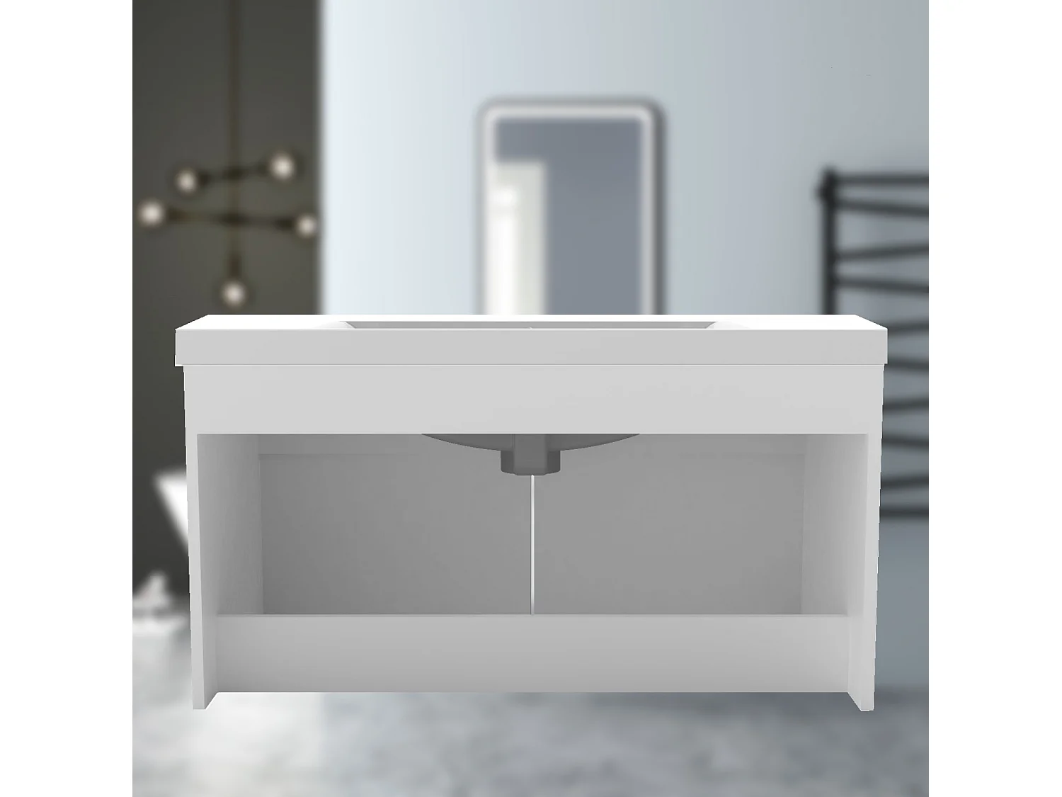 AICA Badezimmerschränke 60cm Dickes Keramik Waschtisch mit Unterschrank - Weiß Matt Hängeschrank - MARO