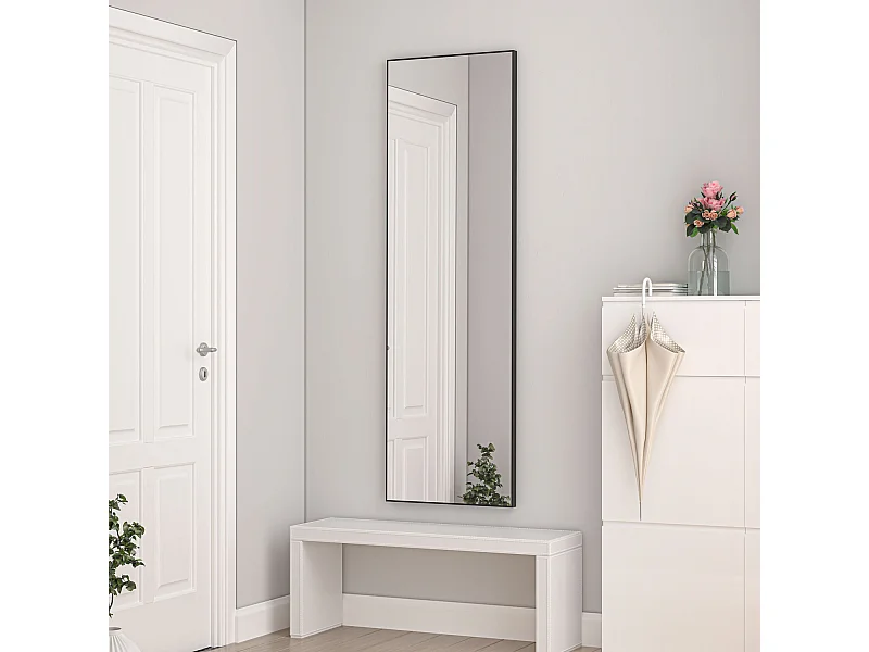 AICA Standspiegel 150x50cm 2 in 1 Ganzkörperspiegel mit Schwarz Rahmen