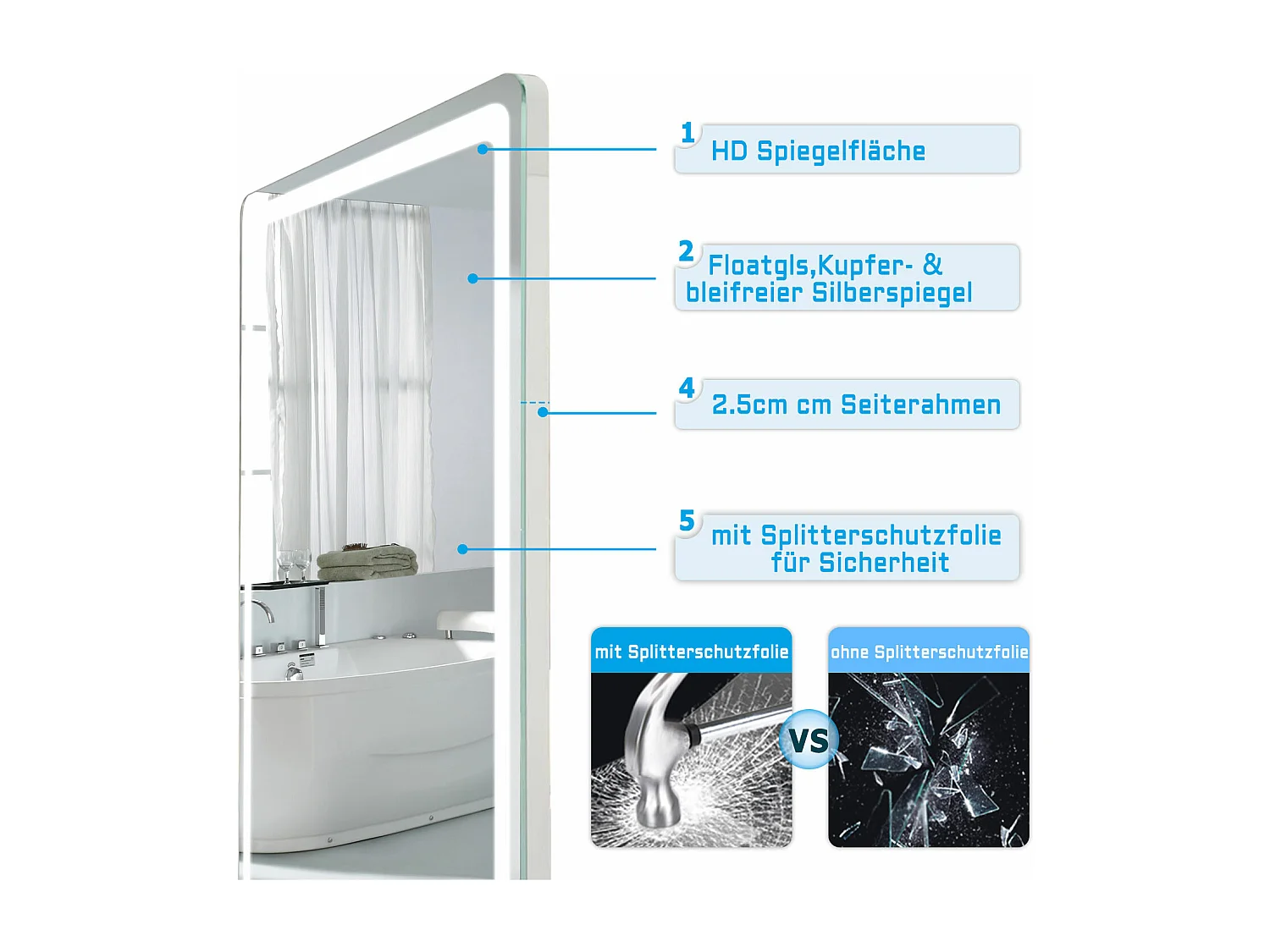 AICA LED Standspiegel 150x40cm 3 Lichfarbe dimmbar2 in 1 Ganzkörperspiegel