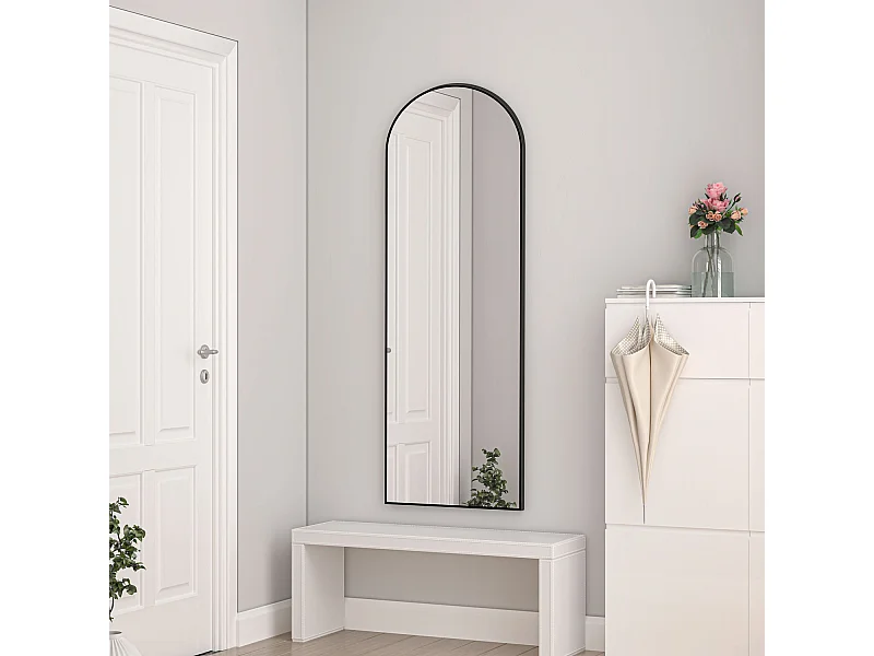 AICA Bogen Standspiegel 150x50cm 2 in 1 Ganzkörperspiegel mit Schwarz Rahmen