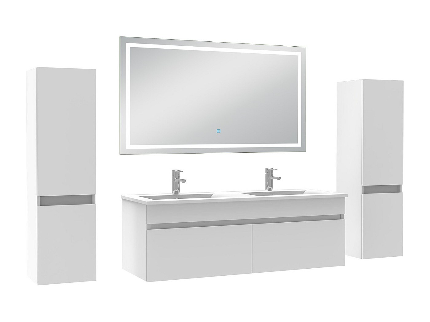 Meuble double vasque 120 cm avec colonne BALEA – Salle de bain moderne