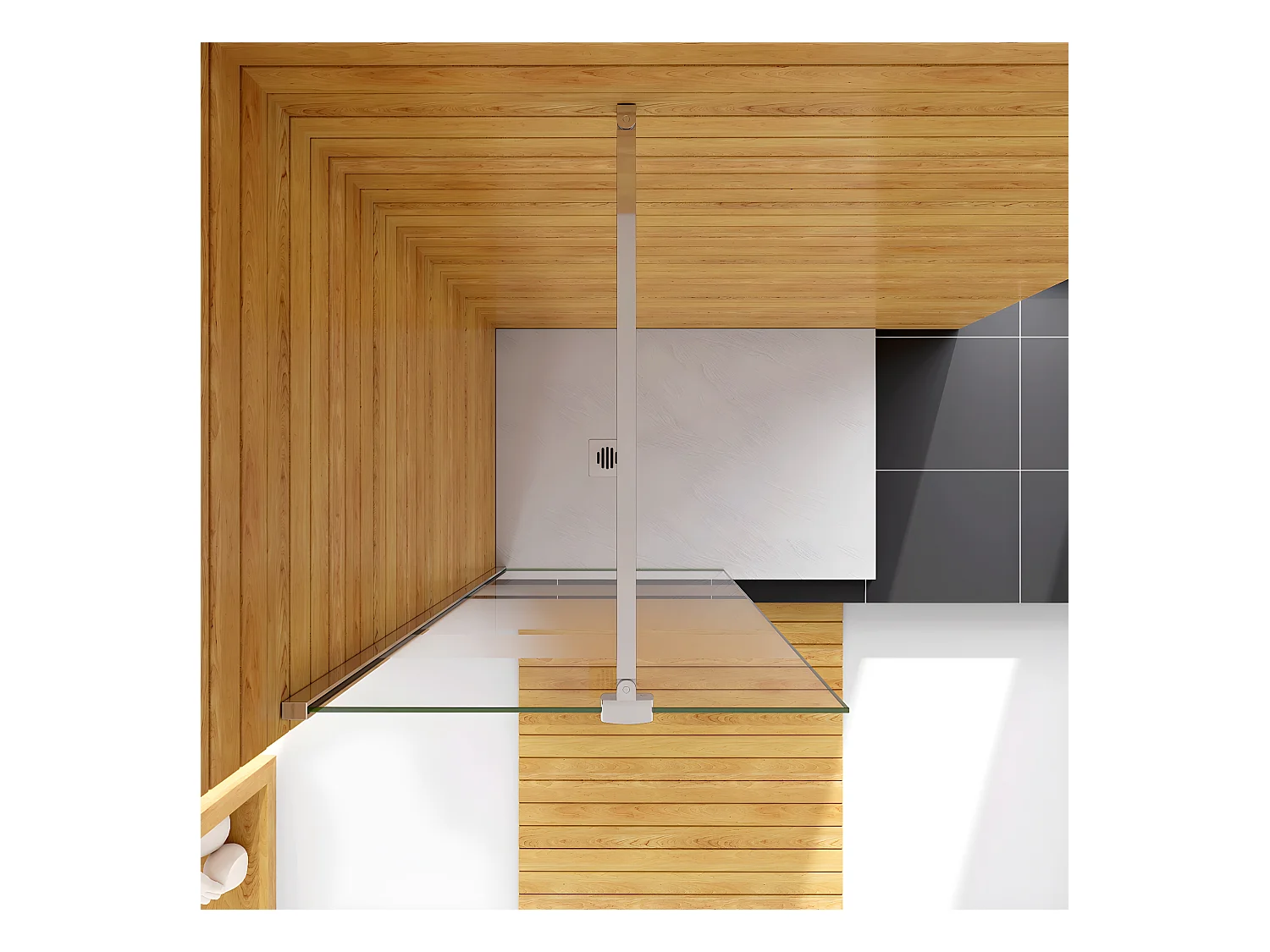 Box Doccia Walk In 70x190cm Parete Fissa in Vetro Temperato 6 mm Anticalcare Multi Fasce Satinate Opache con Barra Stabilizzatrice 90cm Cromo Lucido