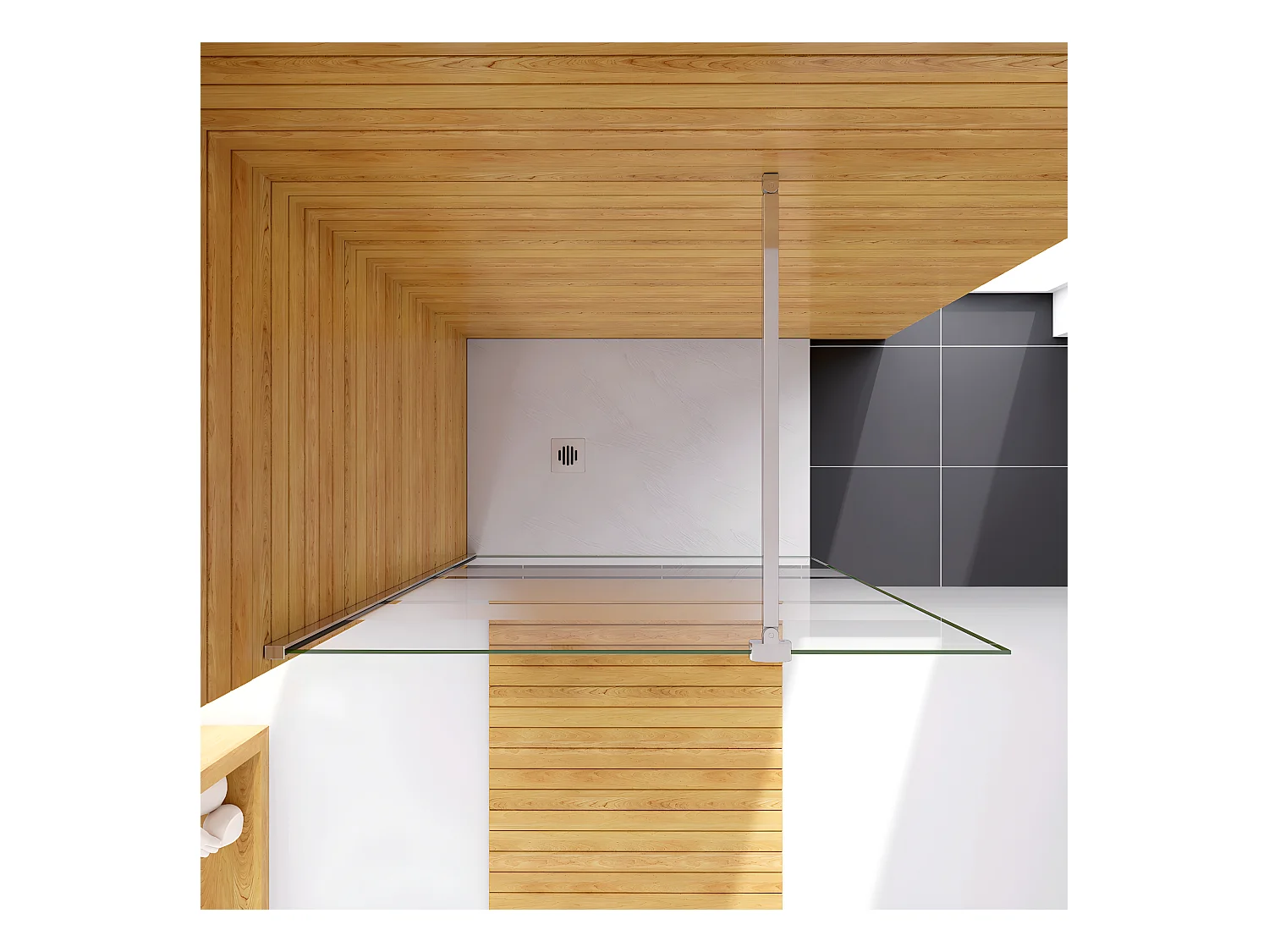 Box Doccia Walk In 70x190cm Parete Fissa in Vetro Temperato 6 mm Anticalcare Multi Fasce Satinate Opache con Barra Stabilizzatrice 90cm Cromo Lucido