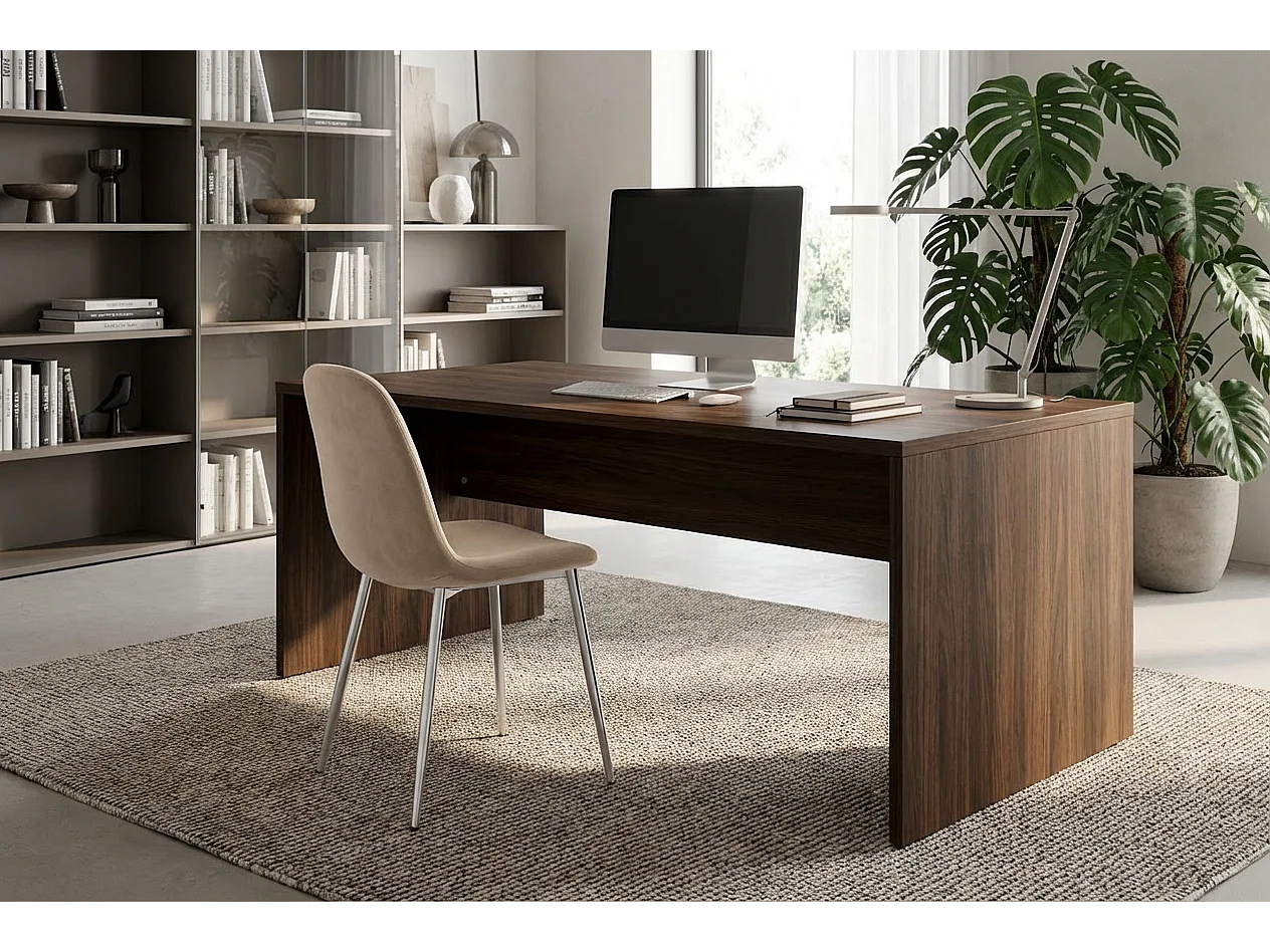 Lot de 4 Chaises Scandinaves Velours Taupe Pieds Chrome 43,5x40x87cm