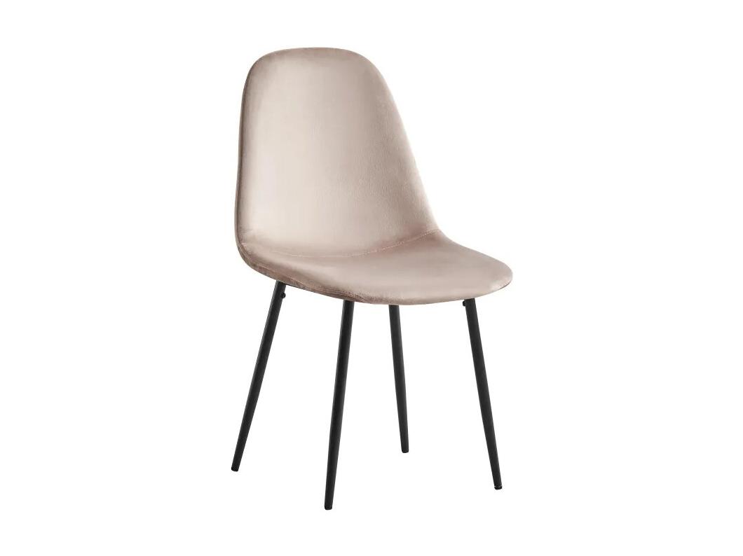 Lot de 4 chaises  SCANDINAVE en velours Taupe pieds métal noir