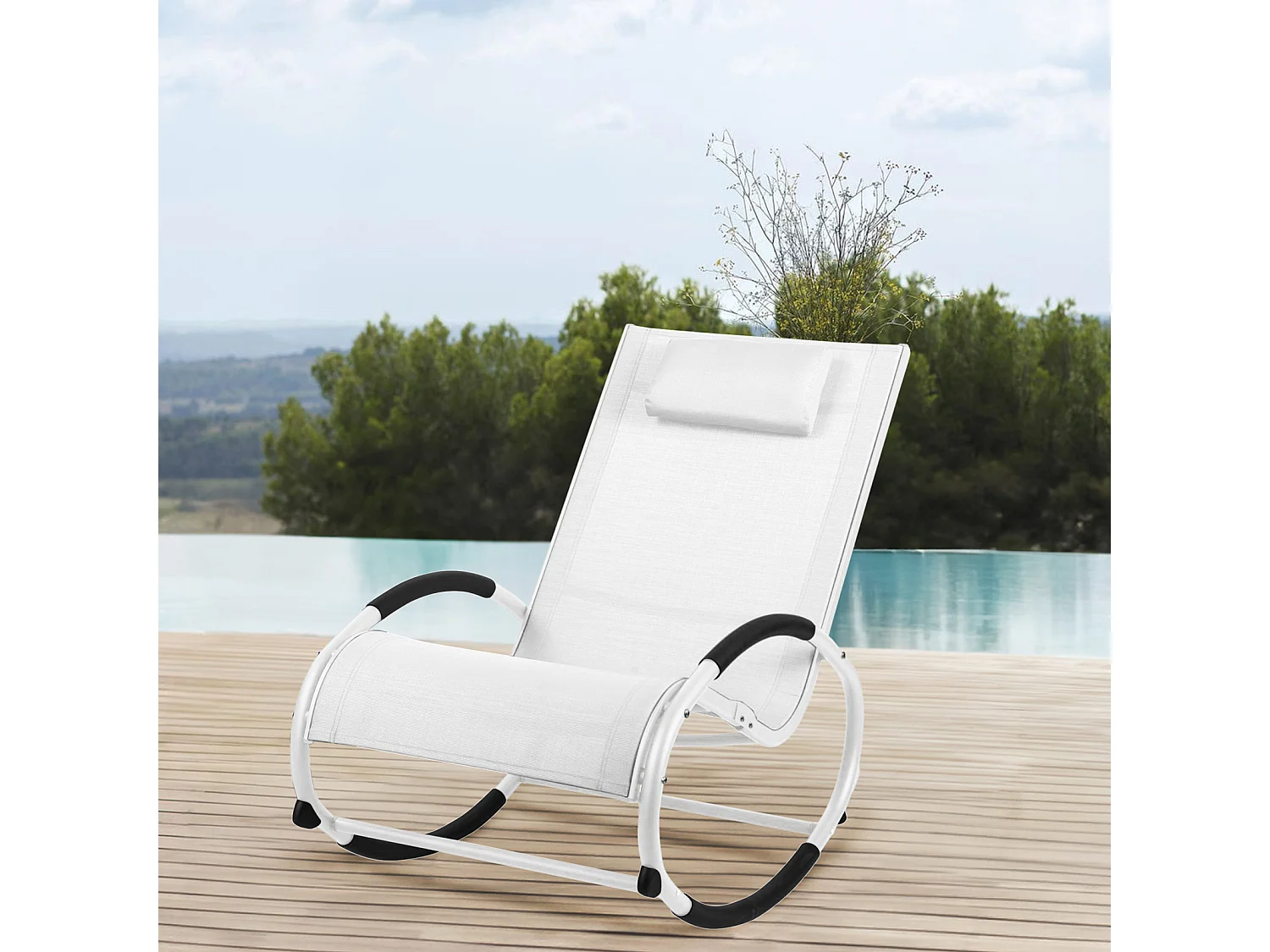 Fauteuil à bascule d'extérieur avec appui-tête