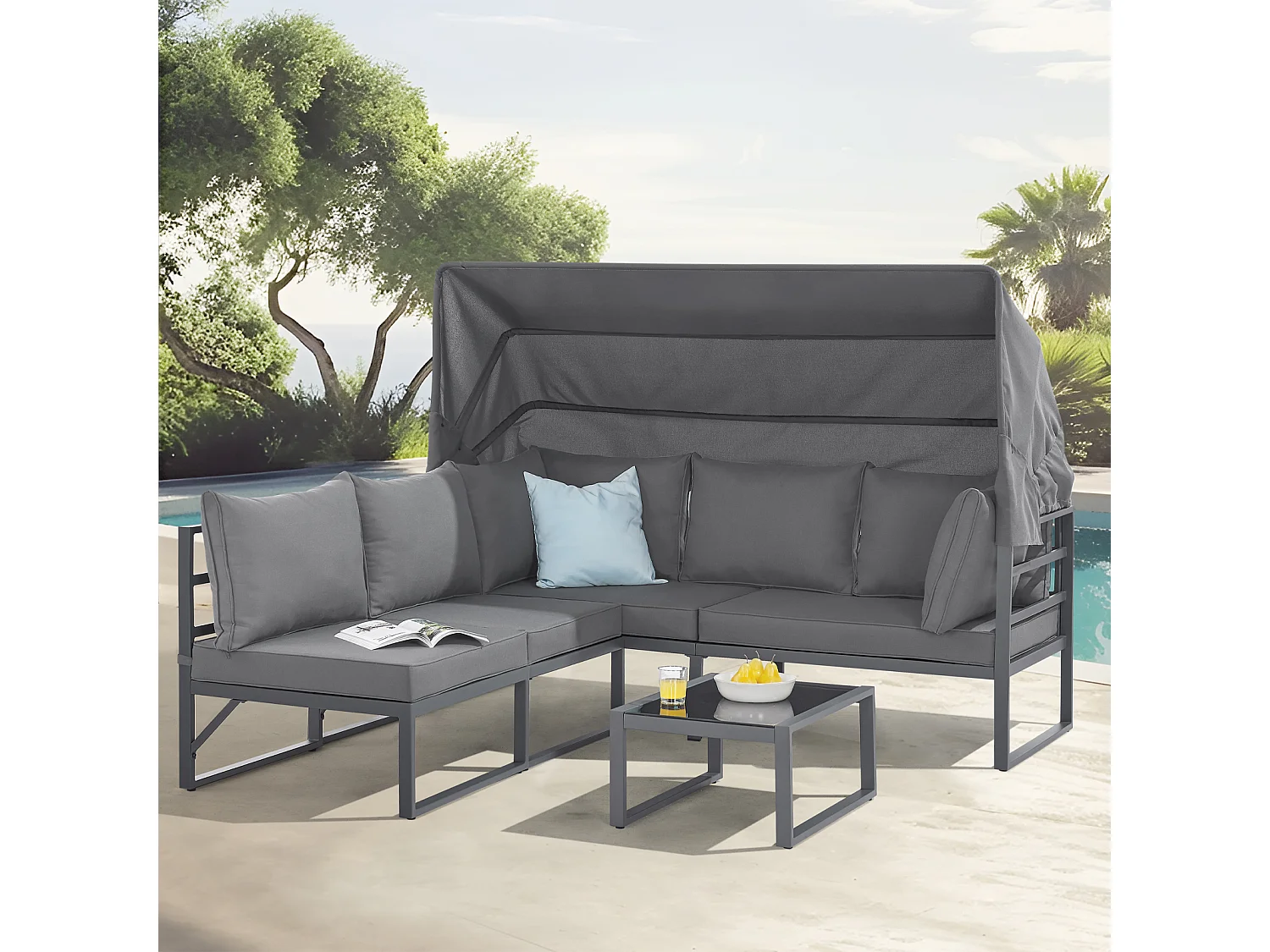 Ensemble de salon de jardin avec toit