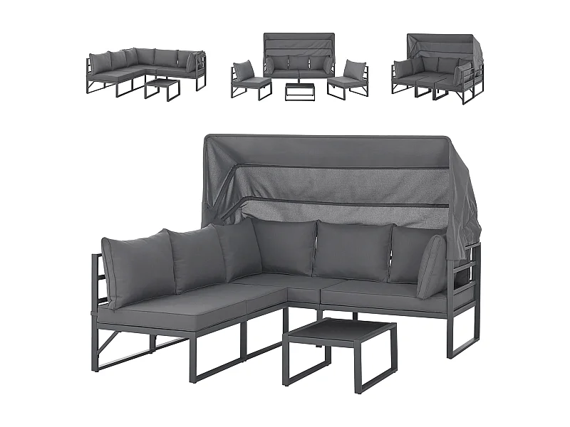 Ensemble de salon de jardin avec toit