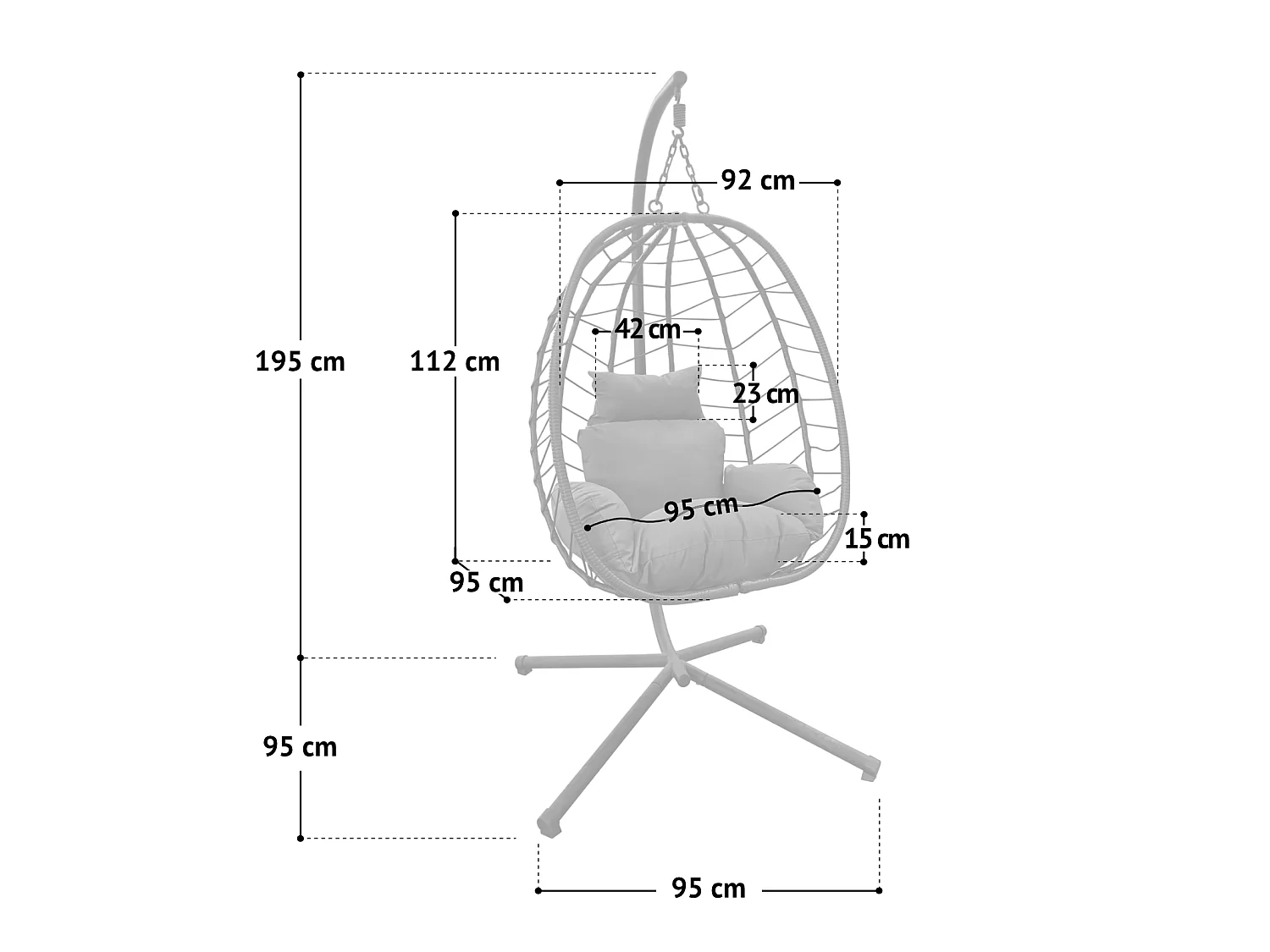 Chaise suspendue avec support pliable