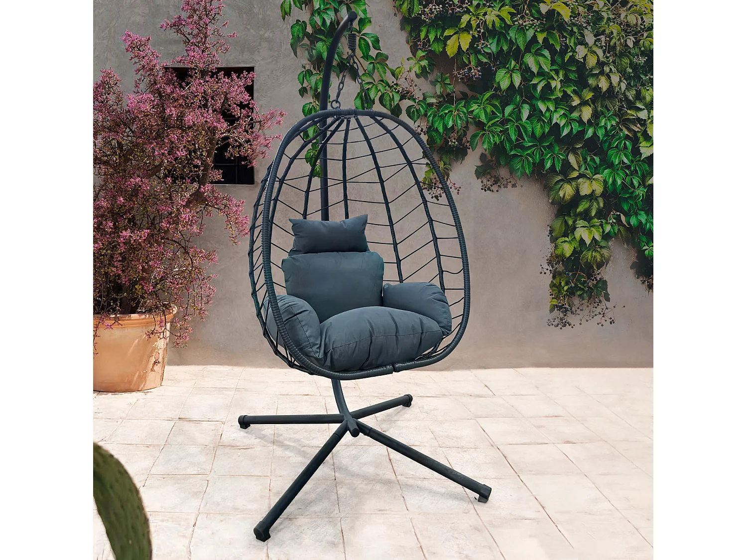 Chaise suspendue avec support pliable