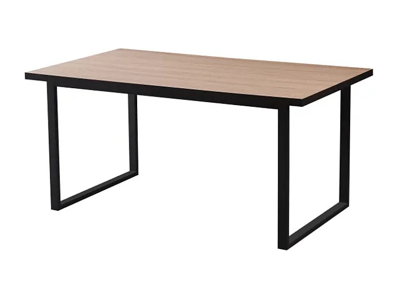 Table à manger bois beige 160x90 cm 4-6 couverts pied métal noir – BELGRADE
