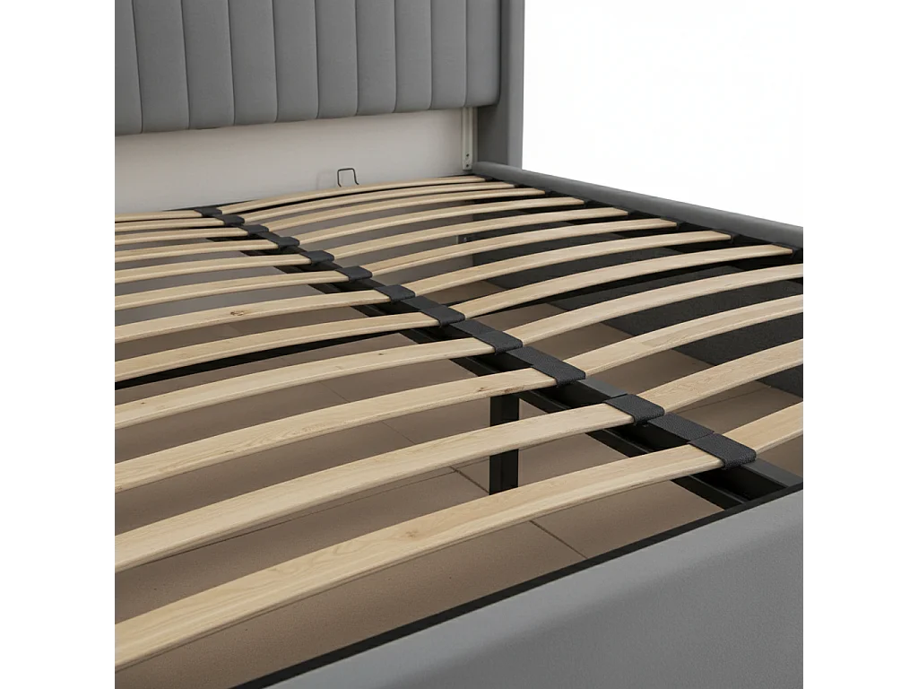 LIT COFFRE CAMILLE en velours GRIS 160X200CM