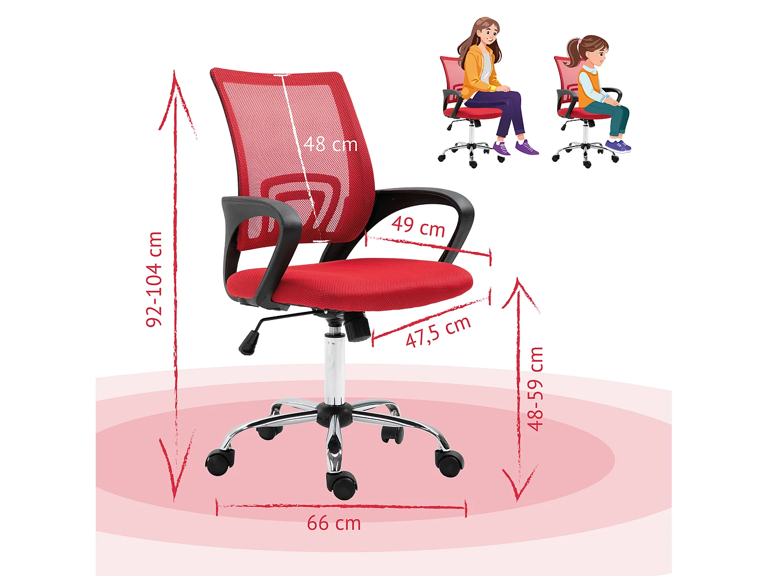 Chaise de bureau Enfants Adolescents