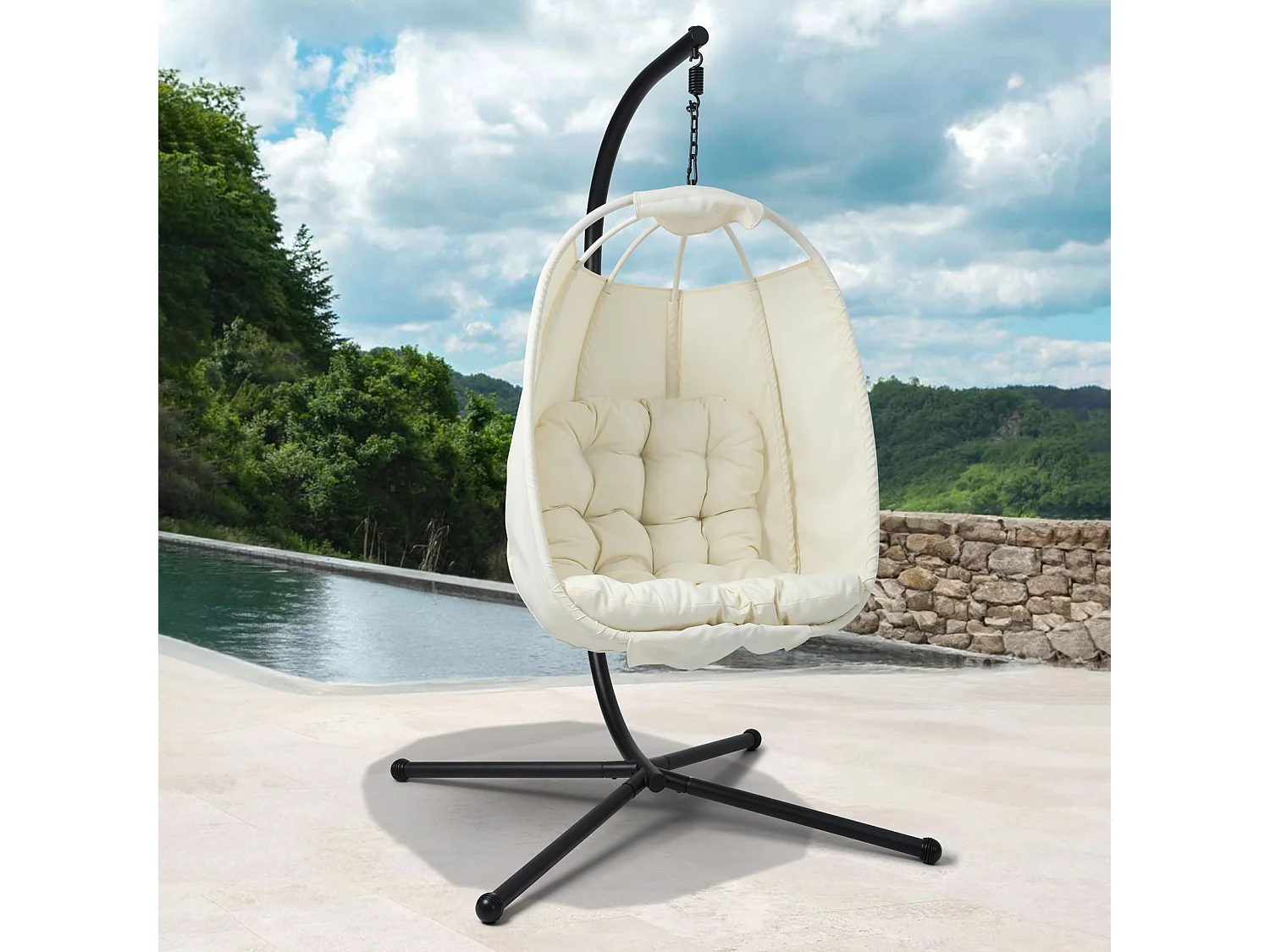 Chaise suspendue avec support pliable
