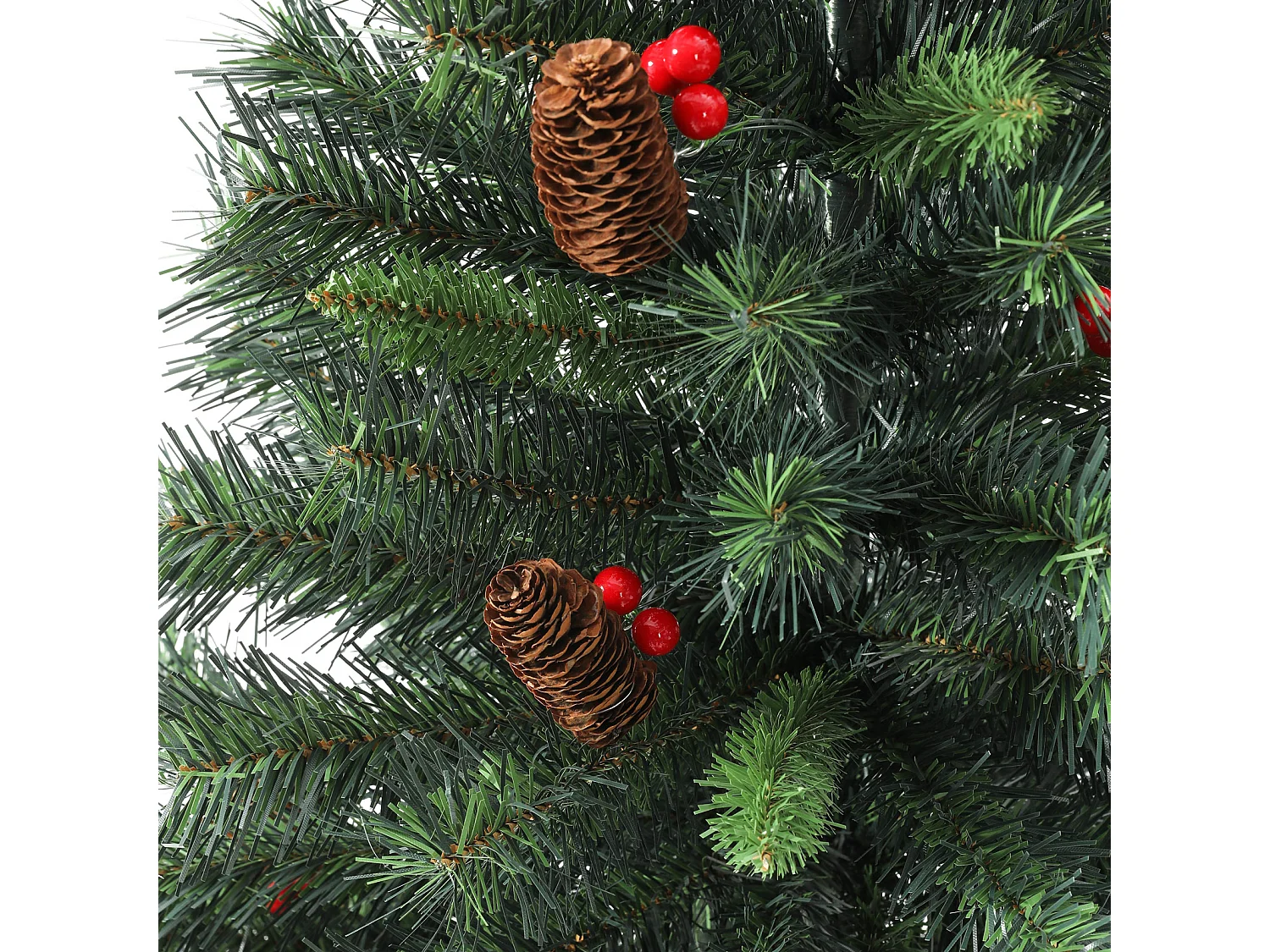 SVITA Sapin de Noël artificiel avec pommes de pin et baies avec support 150 cm