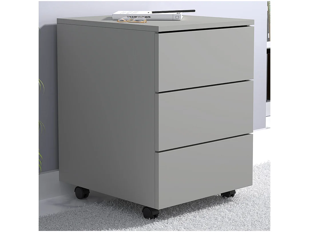 VCM Roll Container | Recipiente lateral com gavetas | Dimensões aprox. A. 55 x L. 39 x P. 45 cm | Contentor de escritório - Dalosa 3 gavetas (cinza)