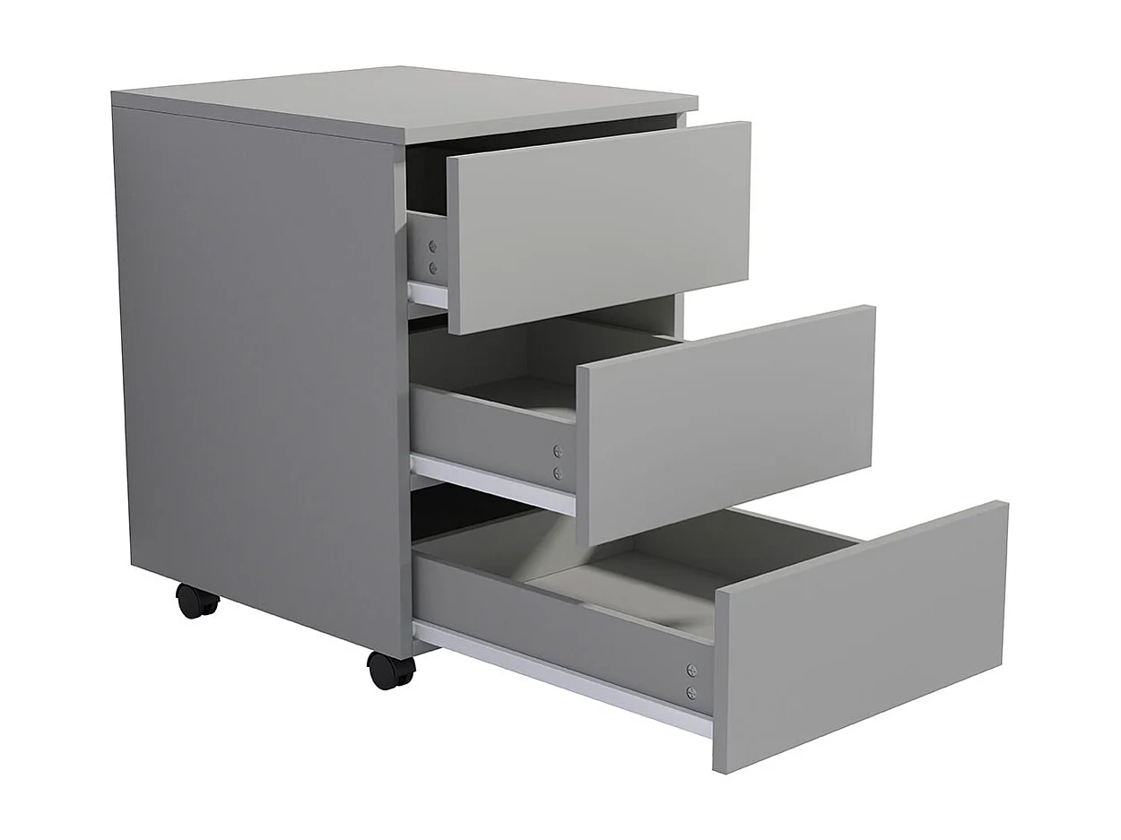 VCM Roll Container | Recipiente lateral com gavetas | Dimensões aprox. A. 55 x L. 39 x P. 45 cm | Contentor de escritório - Dalosa 3 gavetas (cinza)