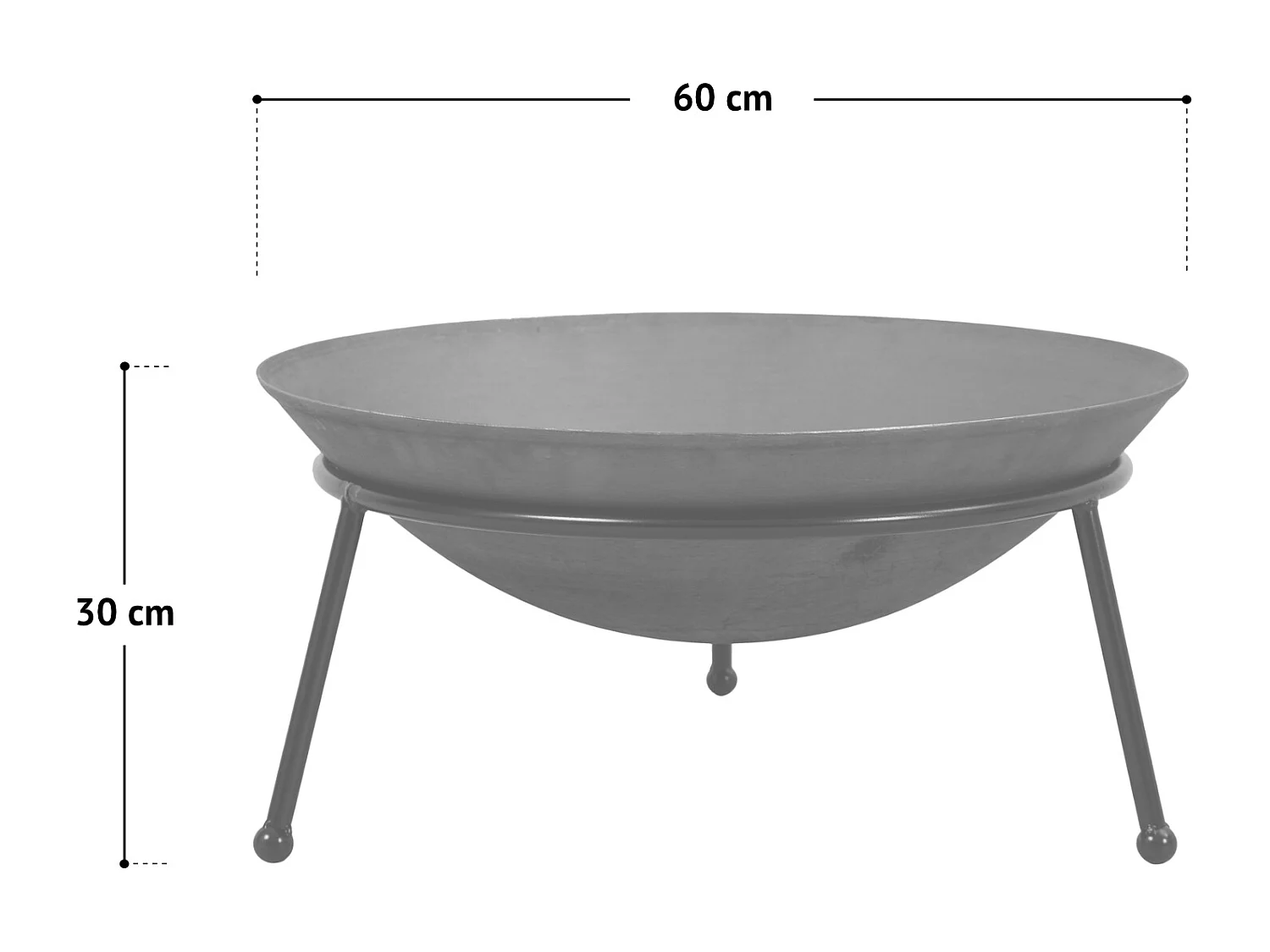 Bol à feu rond tripode