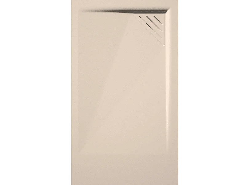 Plato de ducha resina TRINITY crema  90x90 cm rejilla inox a la izquierda