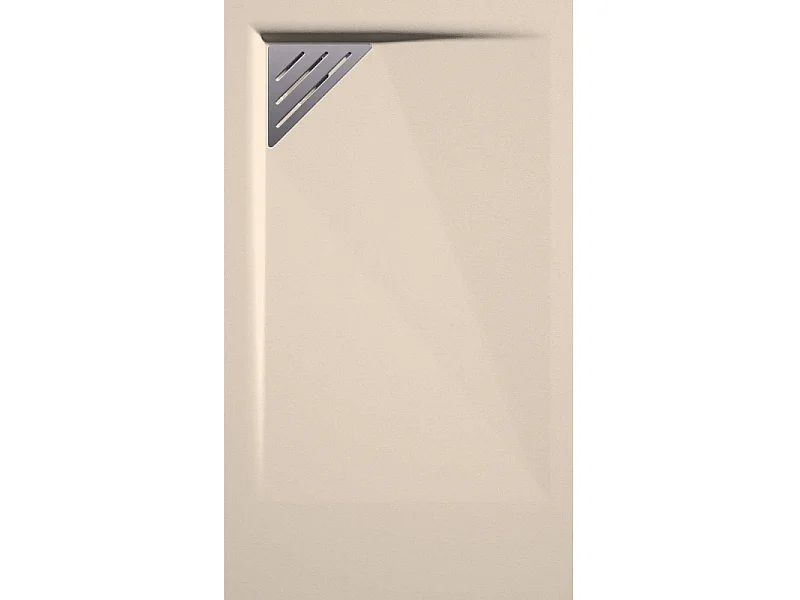 Plato de ducha resina TRINITY crema  90x90 cm rejilla inox a la izquierda