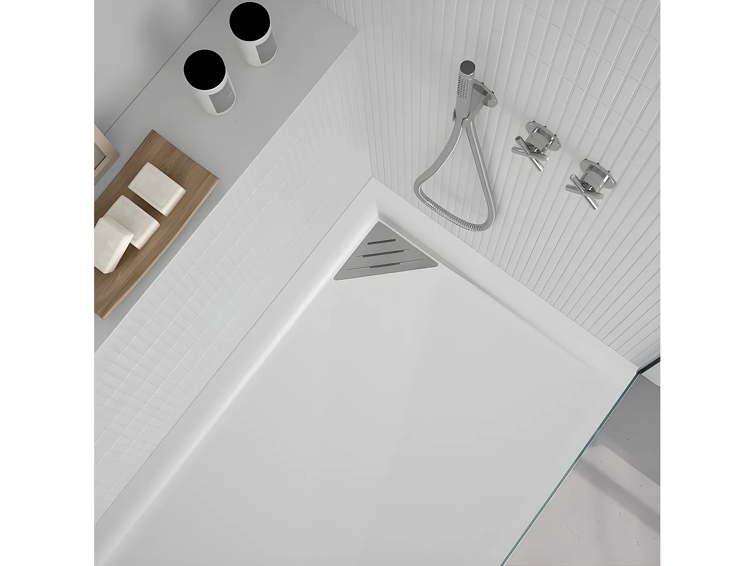 Plato de ducha resina TRINITY BLANCO  90x200 cm Rejilla Derecha