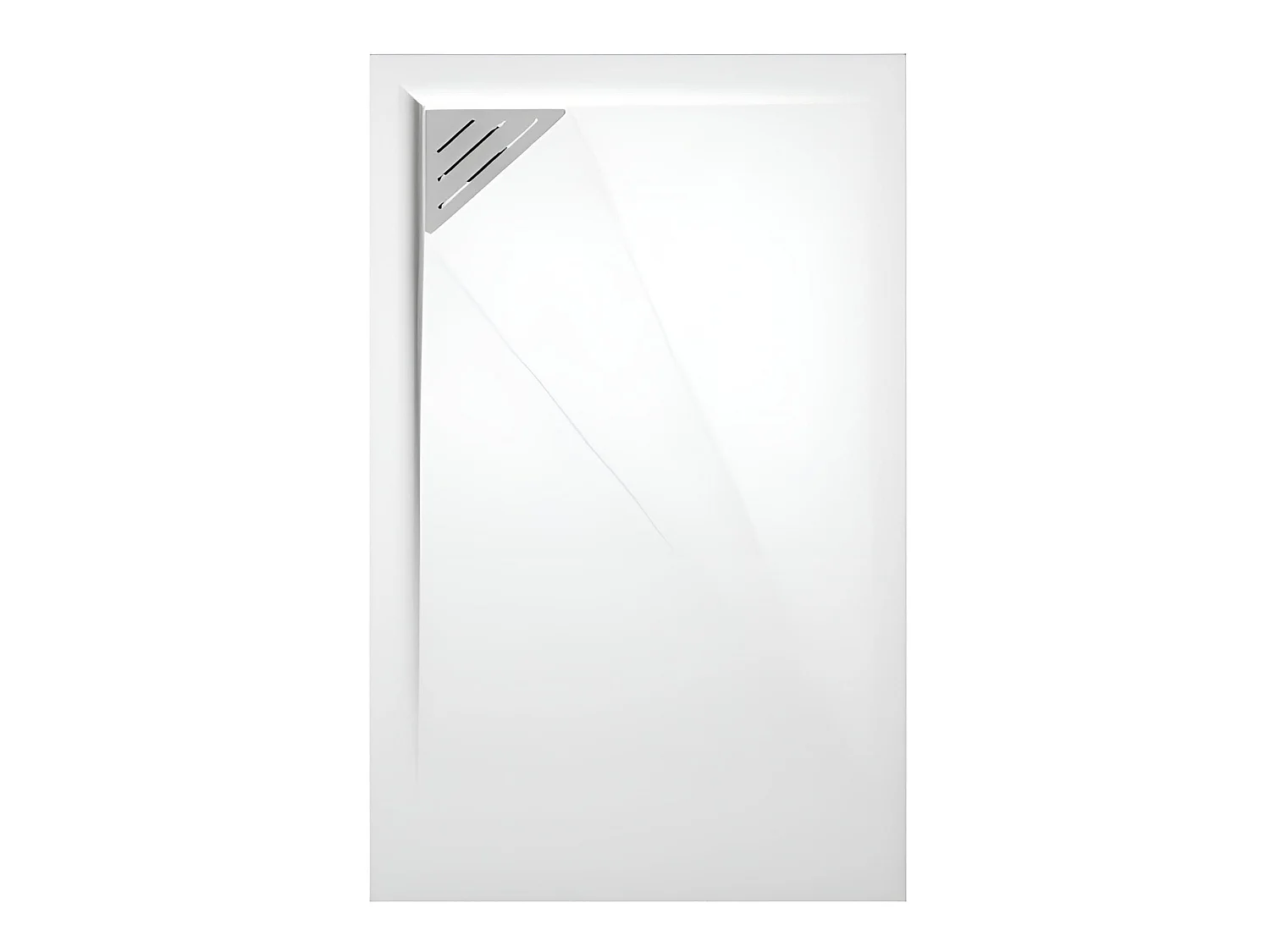 Plato de ducha resina TRINITY blanco  90x100 cm rejilla inox a la izquierda