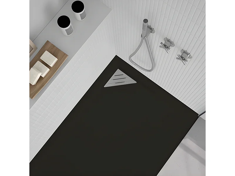 Plato de ducha resina TRINITY NEGRO  90x200 cm Rejilla Derecha