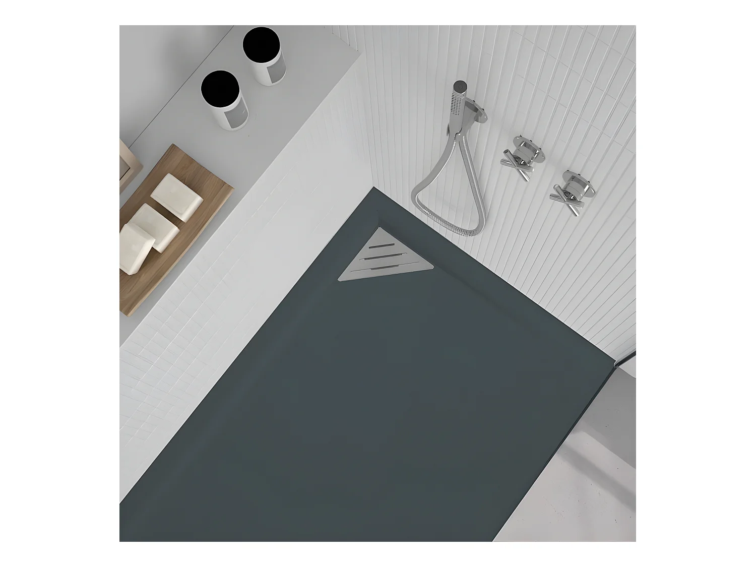 Plato de ducha resina TRINITY ANTRACITA  70x150 cm Rejilla Derecha