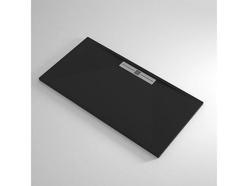 Plato de ducha pizarra EDIS negro  80x130 cm rejilla acero inox.