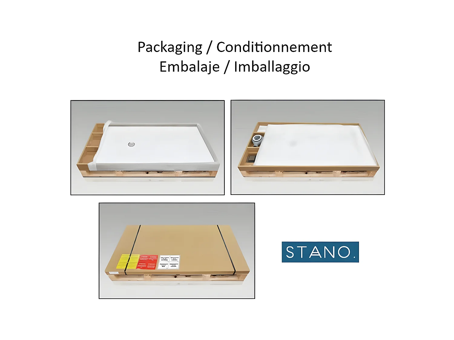 Mineralguss-Duschwanne extra flach TRINITY in WEIß 90x130 cm