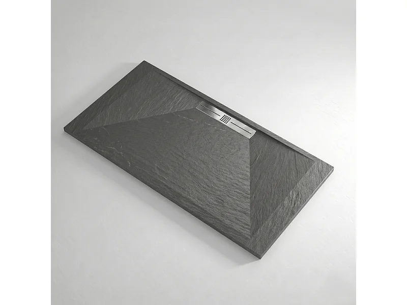 Plato de ducha pizarra EDIS antracita  80x90 cm rejilla acero inox.