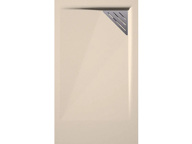 Plato de ducha resina TRINITY crema  70x130 cm rejilla inox a la derecha