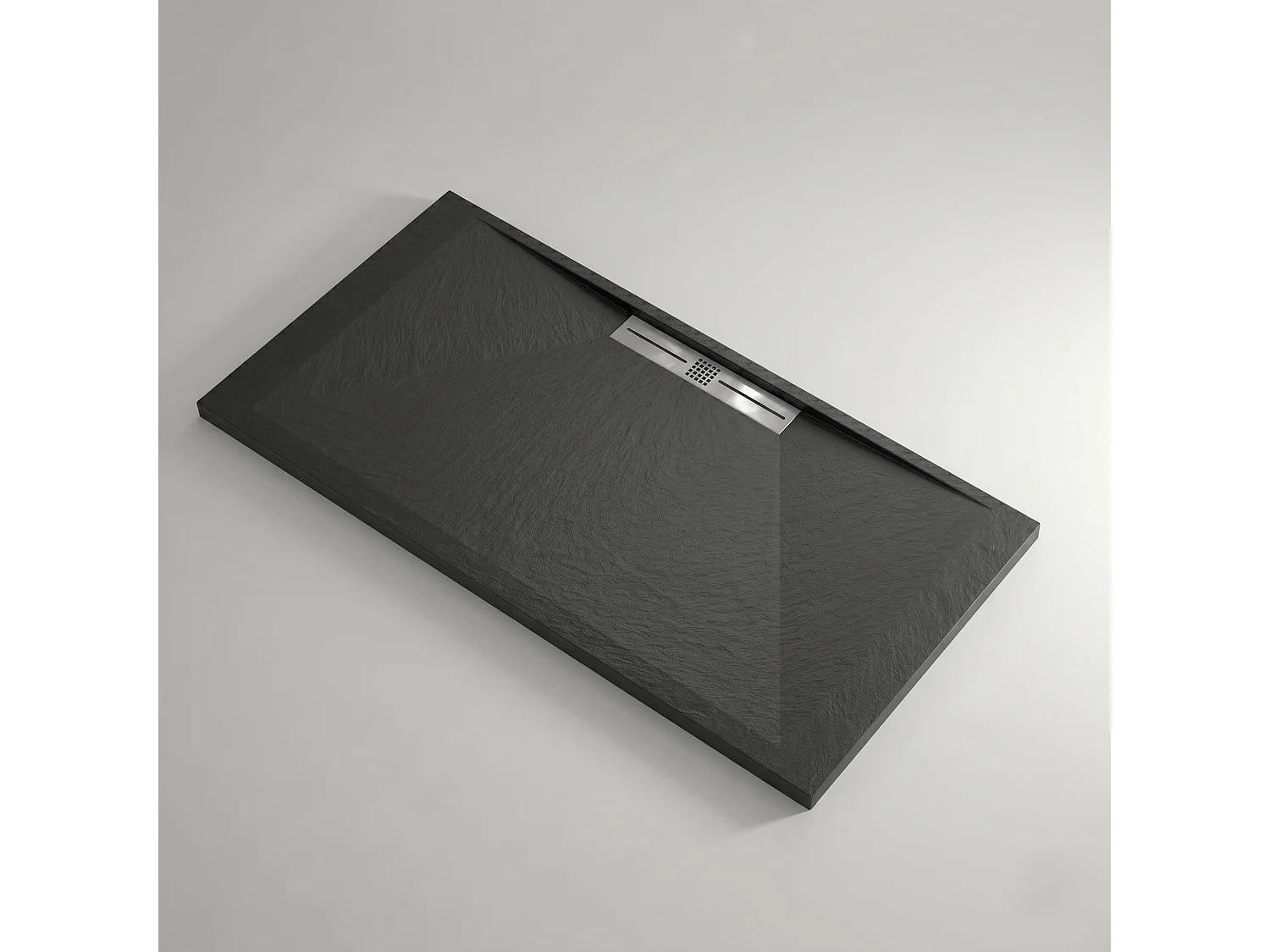 Plato de ducha pizarra EDIS negro  70x190 cm rejilla acero inox.