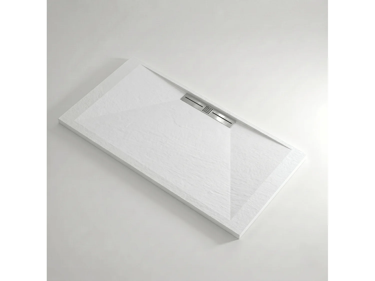 Plato de ducha pizarra EDIS blanco  70x190 cm rejilla acero inox.