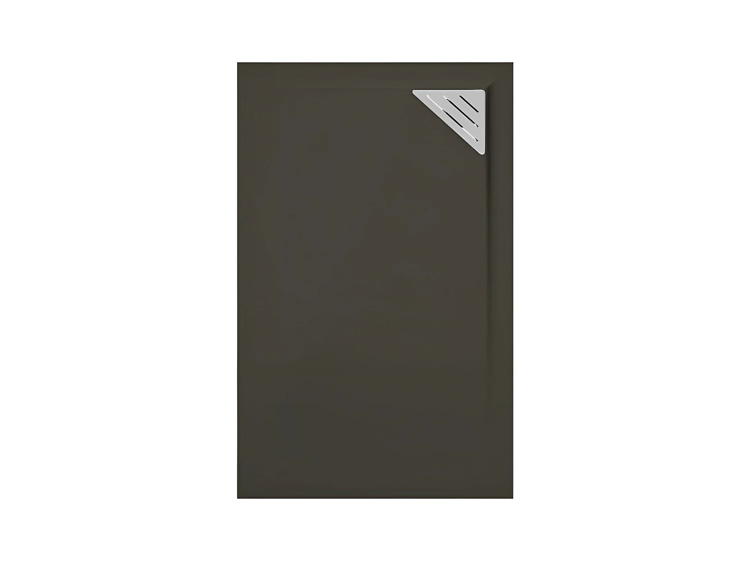 Plato de ducha resina TRINITY negro  70x90 cm rejilla inox a la derecha