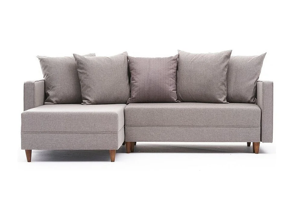 Canapé d'angle gauche tissu beige clair Klina 215cm