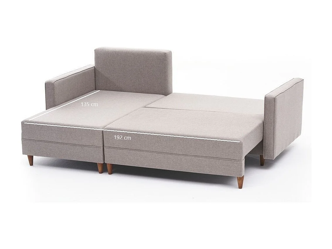 Canapé d'angle gauche tissu beige clair Klina 215cm