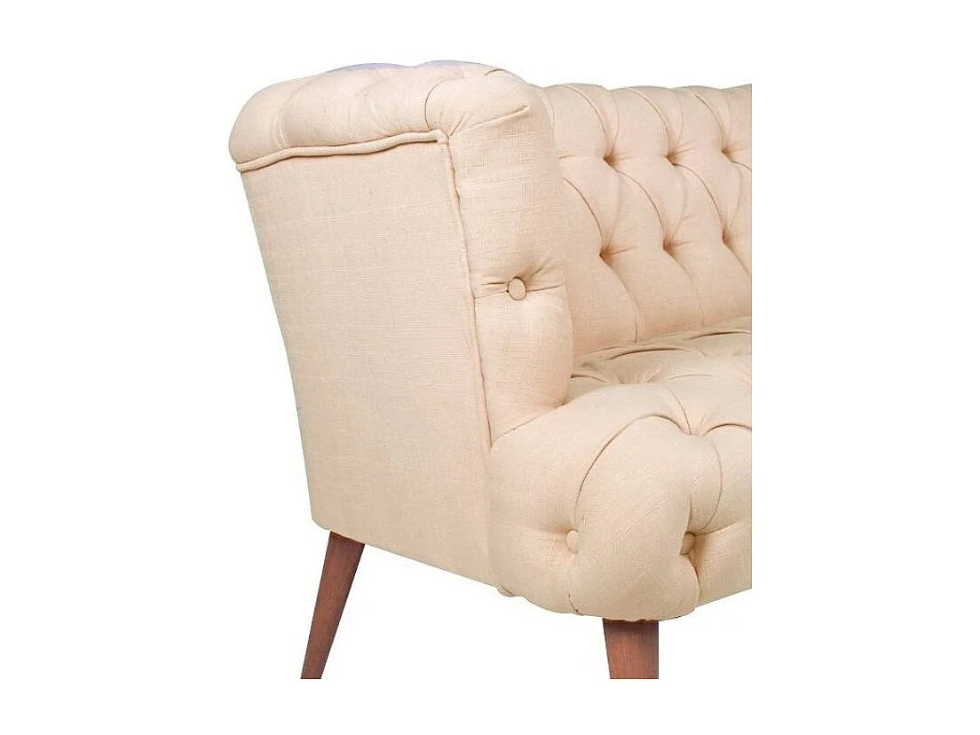 Canapé 2 places style Chesterfield tissu beige clair Wester 140cm