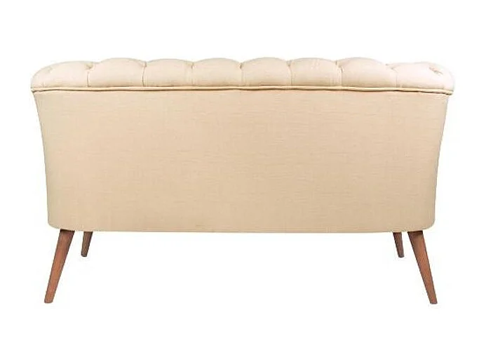 Canapé 2 places style Chesterfield tissu beige clair Wester 140cm